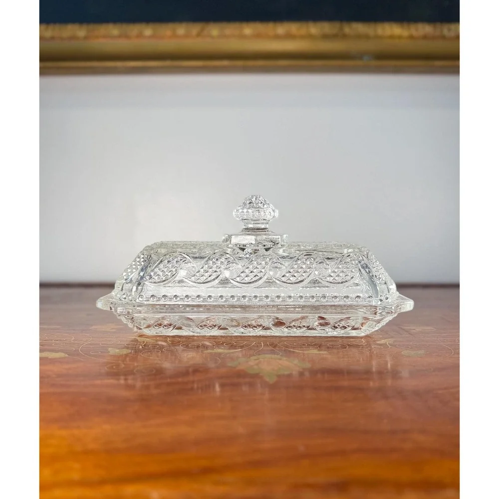 Vintage Avon Cape Cod Clear Glass Butter Dish • 1970s Covered Dish